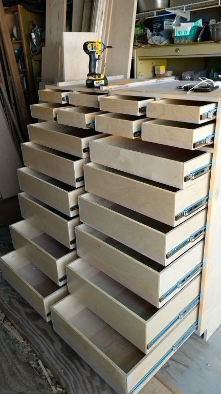 Walnut Full Overlay 20 Drawer Stack with Hidden Jewelry Drop-Down