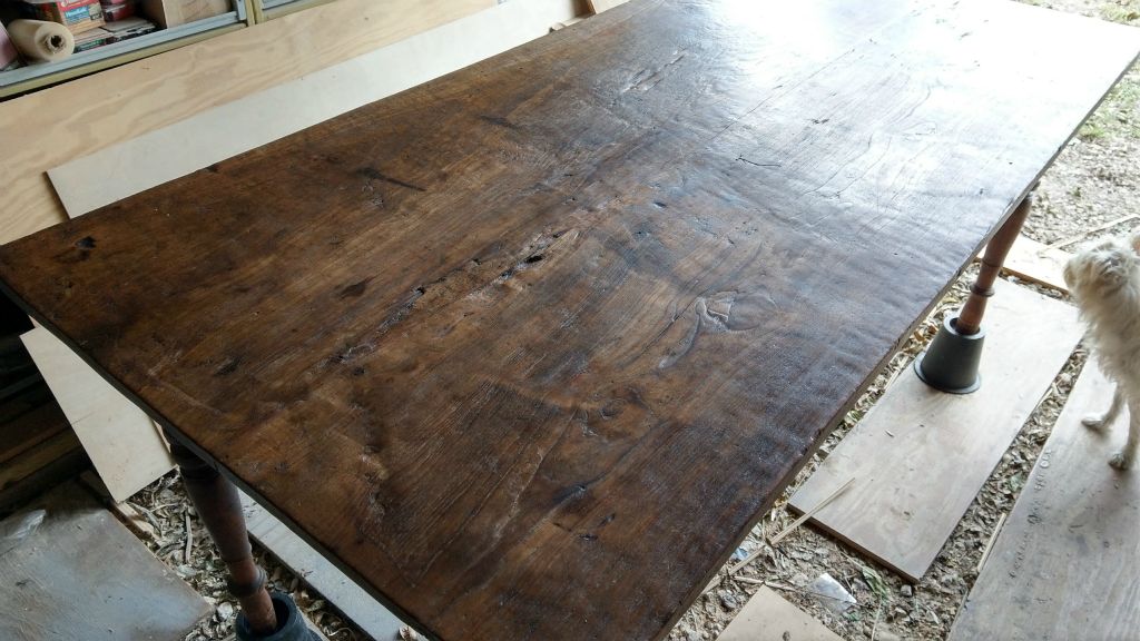 Early 1900's French-Polynesian Teak Table Restoration (Fire Damage) AFTER