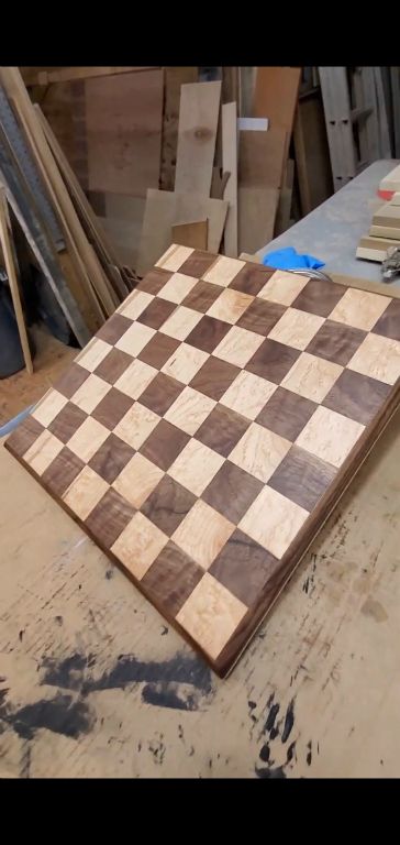 Custom Chess Board, Regulation, Maple and Walnut Grain Matched Squares